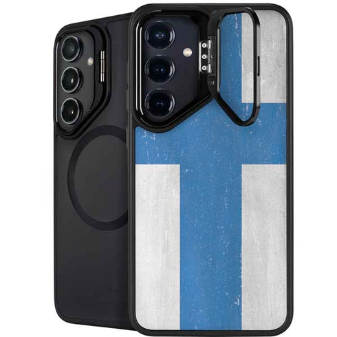 Finland Flag Distressed Galaxy S24 FE Kickstand Case